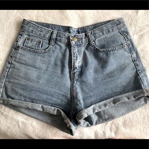 Light washed denim shorts
